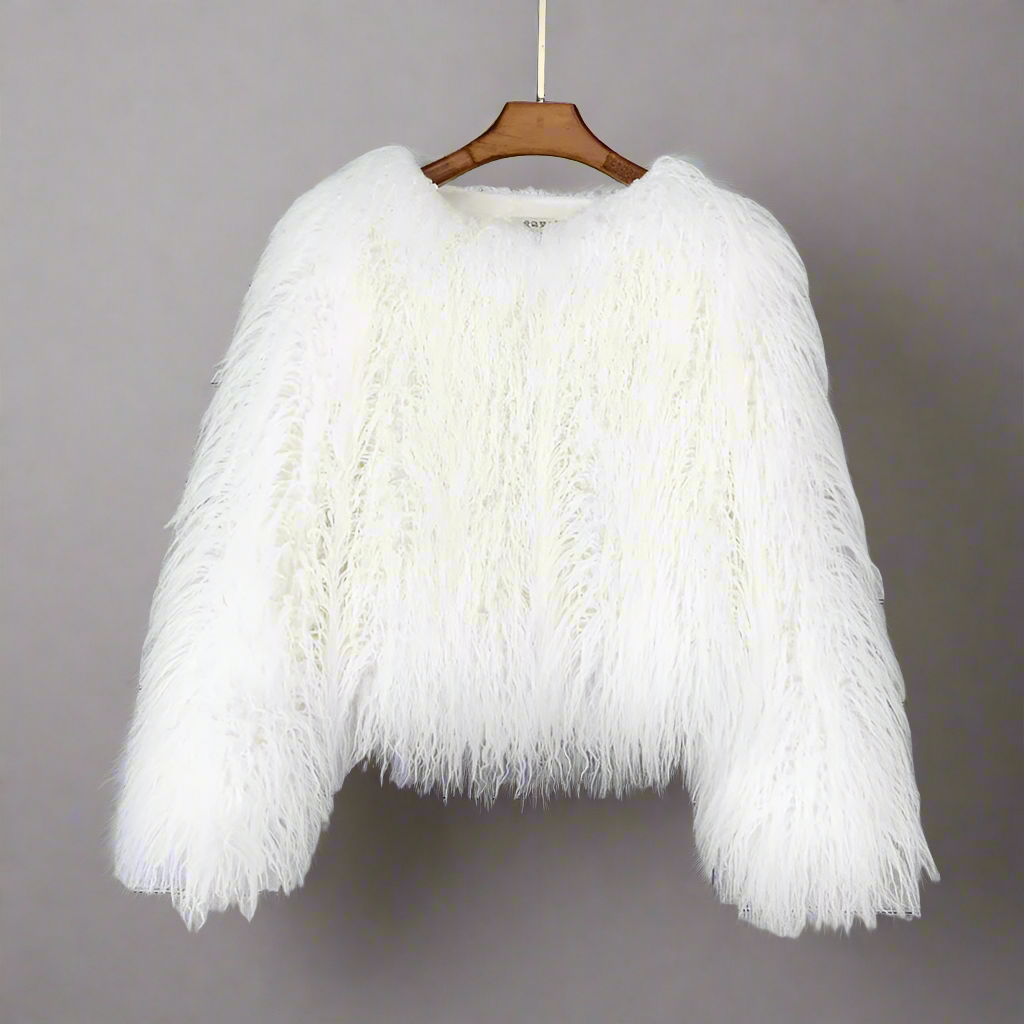 GIGI SHAGGY OVERSIZED BRIDE JACKET IN WHITE (AVAILABLE IN SIZES 4-16)