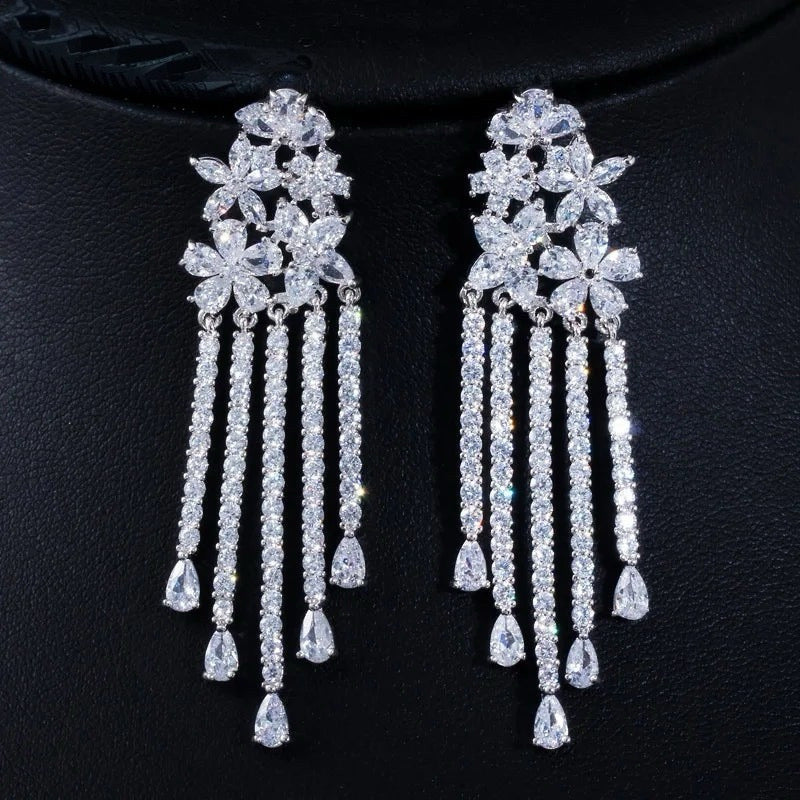 RENATA LUXURY DROP CRYSTAL TASSEL EARRINGS