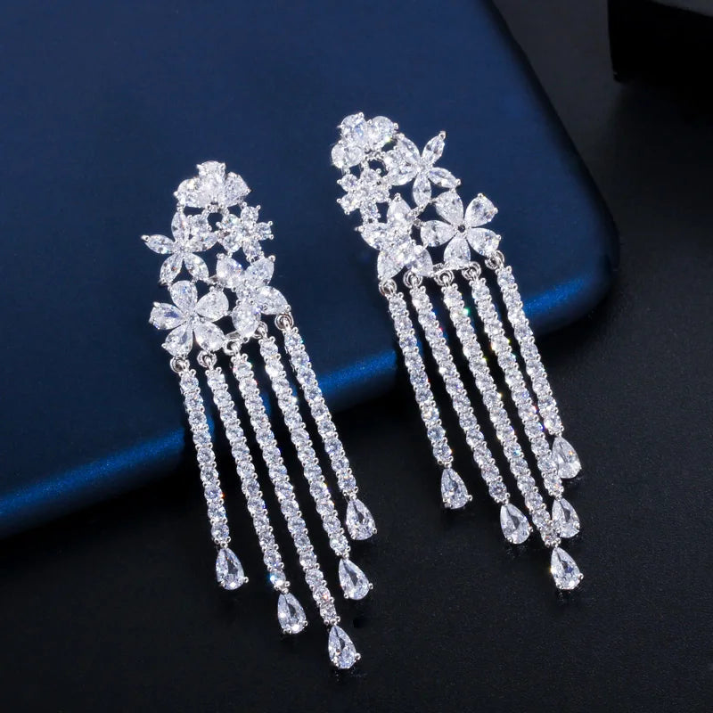 RENATA LUXURY DROP CRYSTAL TASSEL EARRINGS